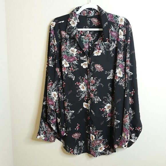 Torrid Black Floral Blouse Plus Size Top Sz 3 (3X) - Picture 1 of 8